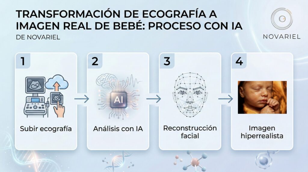 Proceso para convertir una ecografía en una imagen de bebé con IA