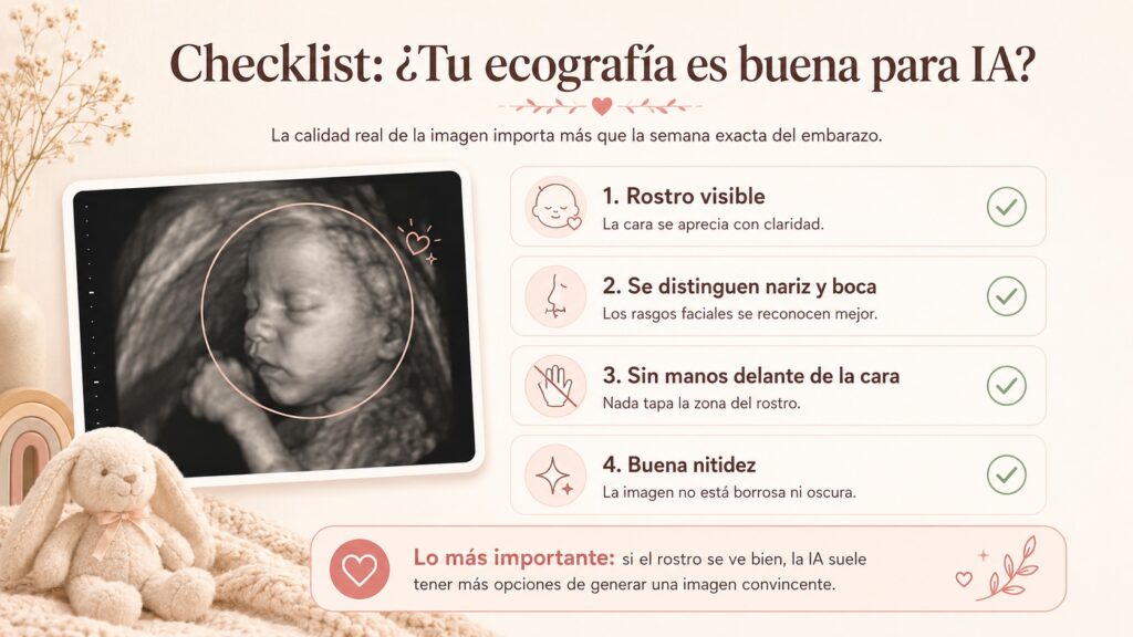 Ecografía entre semana 24 y 28 para generar imagen de bebé con IA