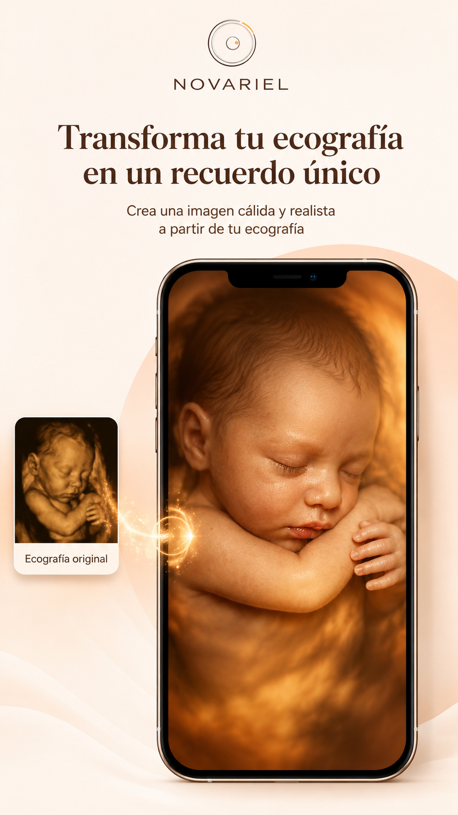 Novariel para iPhone transforma una ecografía en un recuerdo visual con IA
